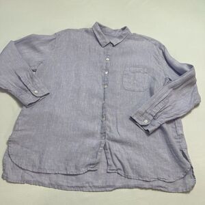 J. Jill Love Linen Lavender Purple Button Up Shirt Size MP Medium